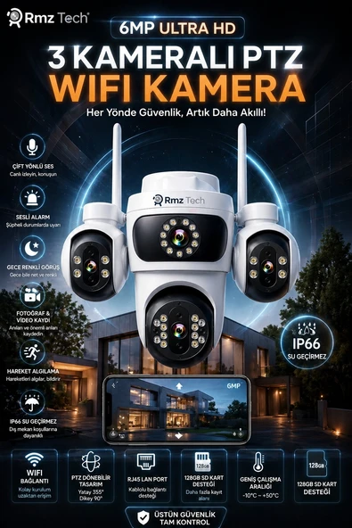Avenir S323 6mp 3 Kameralı Ptz Wifi Kamera ürün görseli 1
