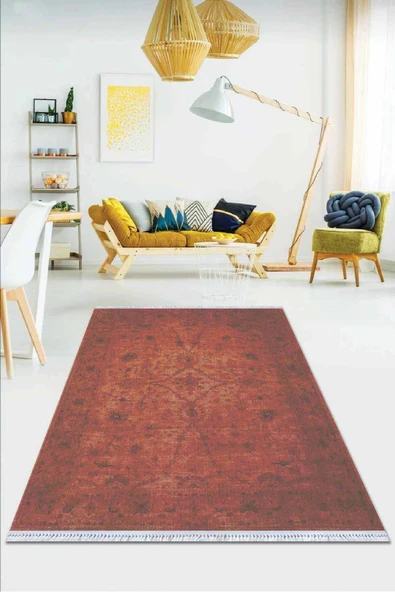 Kiremit Modern Dokuma Pamuk Taban Kaymaz Kilim KLM044 ürün görseli 1