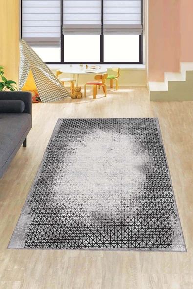 Gri Modern Klasik Kaymaz Tabanlı Dekoratif Halı AR383 ürün görseli 1