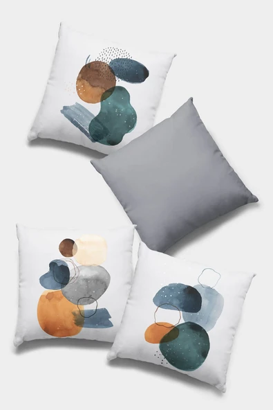 Zümrüt Modern Çift Taraflı 4'lü Set Kırlent Kılıfı 4KR043 ürün görseli 1