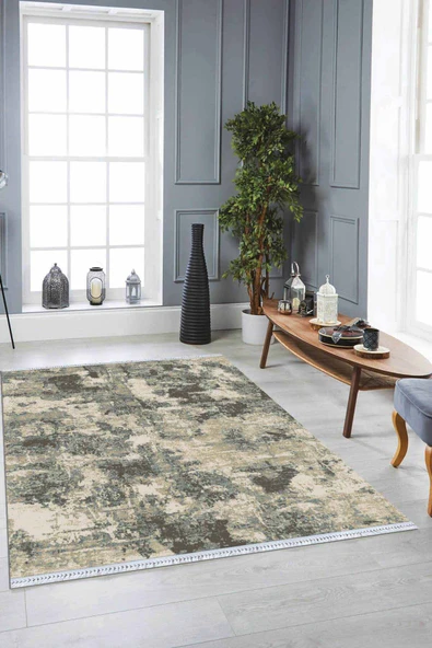 Toprak Vintage Dokuma Pamuk Taban Kaymaz Kilim KLM195 ürün görseli 1