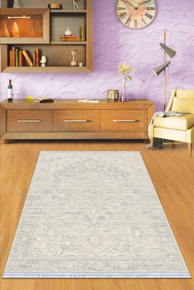 Kemik Vintage Dokuma Pamuk Tabanlı Kaymaz Kilim KLM354 ürün görseli 1
