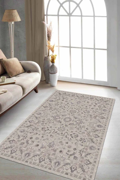 Toprak Vintage Kaymaz Taban Makinede Yıkanabilir Halı RV296 ürün görseli 1