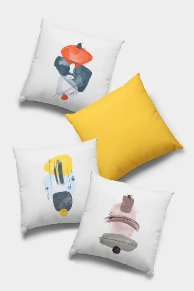 Sarı Modern Çift Taraflı 4'lü Set Kırlent Kılıfı 4KR060 ürün görseli 1
