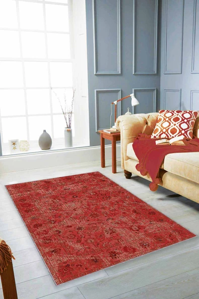 Tarçın Vintage Kaymaz Taban Makinede Yıkanabilir Halı KR034 ürün görseli 1