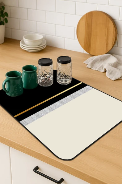Siyah Modern Microfiber Bulaşık Kurutma Kurulama Matı MM009 ürün görseli 1