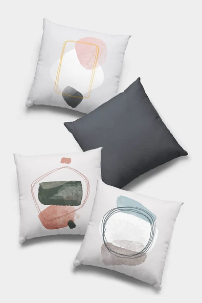 Antrasit Modern Çift Taraflı 4'lü Set Kırlent Kılıfı 4KR058 ürün görseli 1