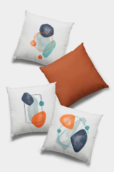 Turuncu Modern Çift Taraflı 4'lü Set Kırlent Kılıfı 4KR059 ürün görseli 1