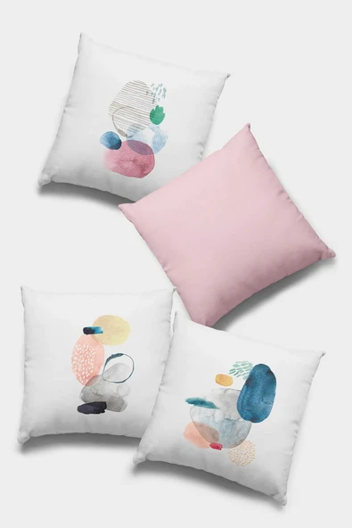 Pudra Modern Çift Taraflı 4'lü Set Kırlent Kılıfı 4KR044 ürün görseli 1