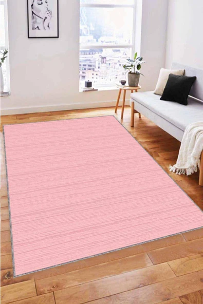 Pembe Sade Desensiz Kaymaz Tabanlı Dekoratif Halı ST06 ürün görseli 1