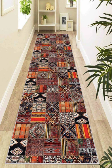 Renkli Kaymaz Patchwork Kesme Rulo Özel Ölçülü Yolluk AR981 ürün görseli 1