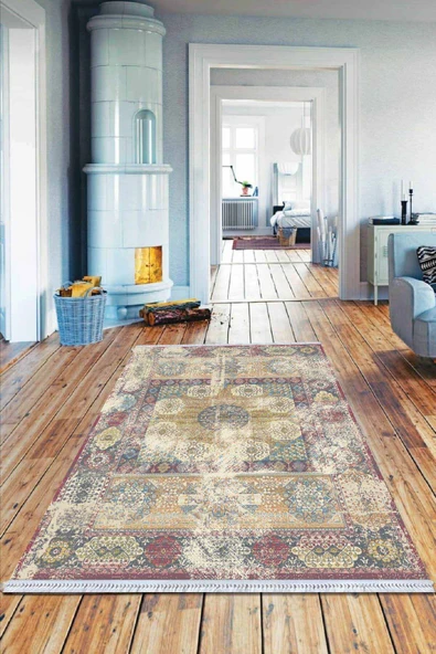 Pembe Vintage Dokuma Pamuk Tabanlı Kaymaz Kilim KLM102 ürün görseli 1