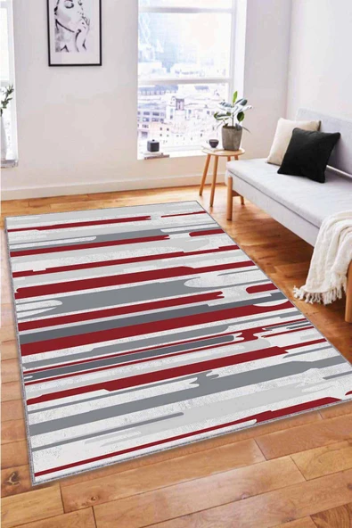 Bordo Spor Kaymaz Tabanlı Makinede Yıkanabilir Halı FH01 ürün görseli 1