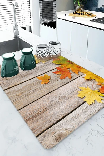 3D Çınar Turuncu Microfiber Bulaşık Kurutma Matı MM028 - Resim 2