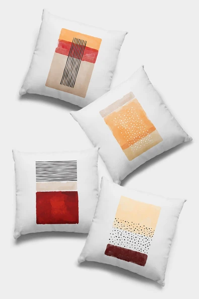 Turuncu Geometrik Çift Taraf 4'lü Set Kırlent Kılıfı 4KR020 ürün görseli 1