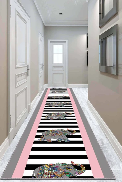 Pembe Kaymaz Taban Filli Kesme Rulo Özel Ölçülü Yolluk AR575 ürün görseli 1