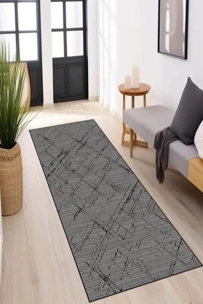 Koyu Gri Kaymaz Modern Kesme Rulo Özel Ölçülü Yolluk AR1500 ürün görseli 1
