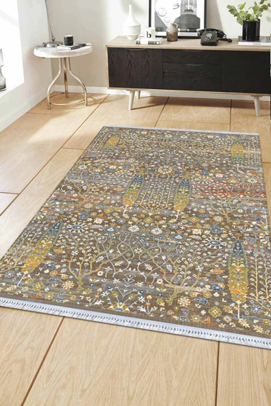 Çok Renkli Vintage Dokuma Pamuk Taban Kaymaz Kilim KLM128 ürün görseli 1