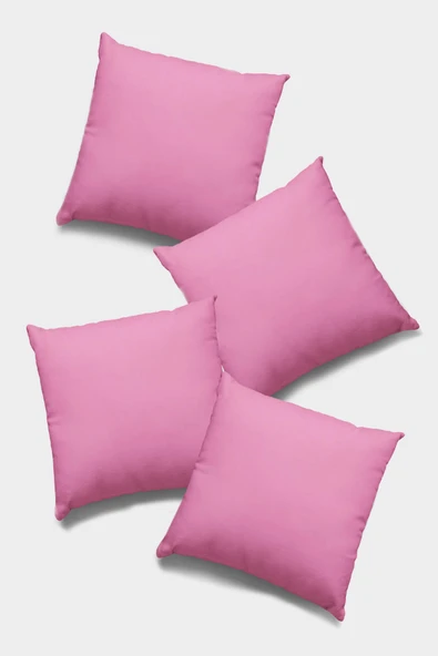 Pembe Tek Renk 4'lü Set Çift Taraflı Kırlent Kılıfı 4KRL014 ürün görseli 1