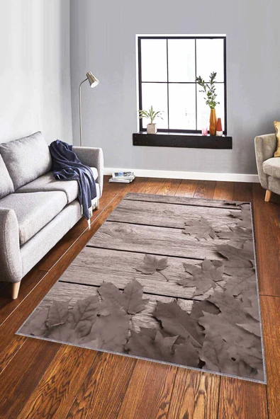 Gri Çınar 3D Kaymaz Tabanlı Makinede Yıkanabilir Halı CNR01 ürün görseli 1