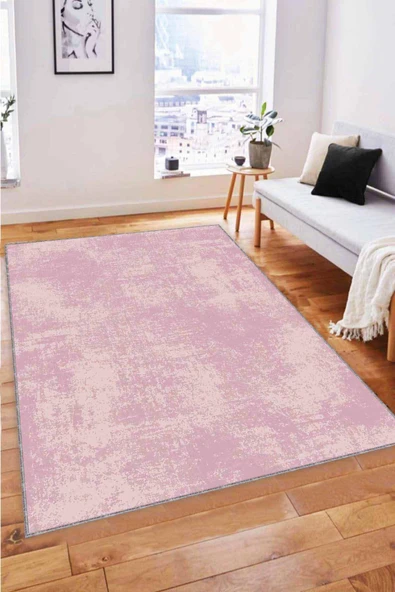 Pembe Sade Desensiz Kaymaz Tabanlı Dekoratif Halı SS04 ürün görseli 1