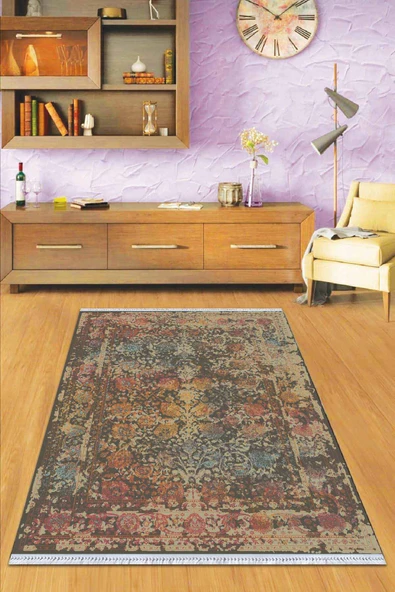Çok Renkli Modern Dokuma Pamuk Taban Kaymaz Kilim KLM002 ürün görseli 1