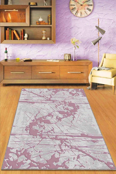 Pembe Vintage Kaymaz Tabanlı Makinede Yıkanabilir Halı EF005 ürün görseli 1