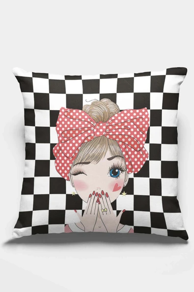 Siyah Pop Art Çift Taraflı Yastık Kırlent Kılıfı KRL111 ürün görseli 1