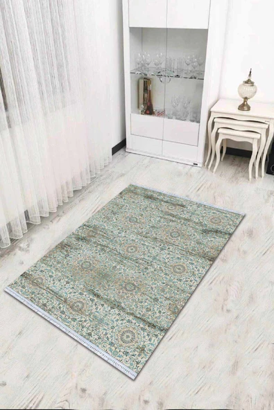 Mavi Spor Desen Dokuma Pamuk Taban Kaymaz Kilim KLM050 ürün görseli 1