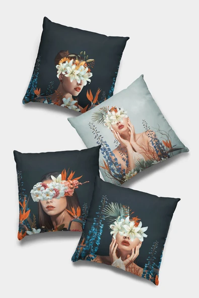 Lacivert Modern Çift Taraflı 4'lü Set Kırlent Kılıfı 4KR037 ürün görseli 1