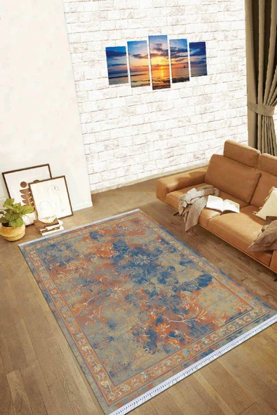 Taba Modern Dokuma Pamuk Tabanlı Kaymaz Kilim KLM066 ürün görseli 1