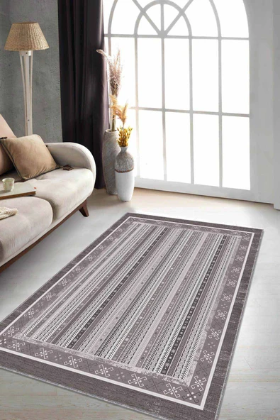 Bej Otantik Kaymaz Tabanlı Makinede Yıkanabilir Halı RV276 ürün görseli 1