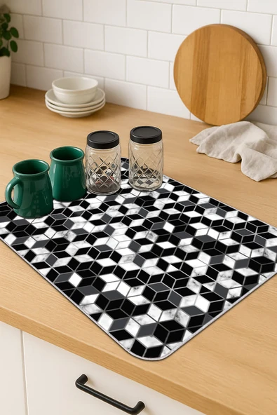 Siyah Petek Microfiber Bulaşık Kurutma Kurulama Matı MM010 ürün görseli 1