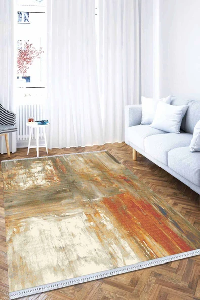 Taba Spor Desen Dokuma Pamuk Taban Kaymaz Kilim KLM124 ürün görseli 1
