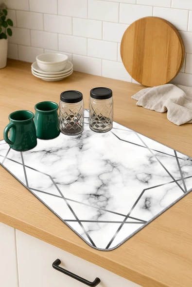 Beyaz Prizma Microfiber Bulaşık Kurutma Kurulama Matı MM011 ürün görseli 1