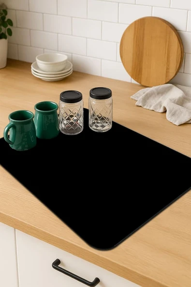 Siyah Sade Microfiber Bulaşık Kurutma Kurulama Matı MM007 ürün görseli 1