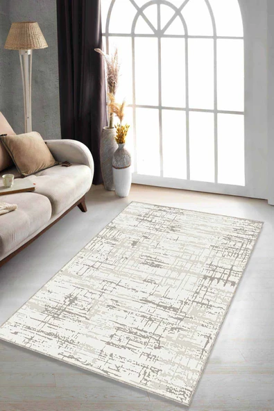 Bej Vintage Kaymaz Tabanlı Makinede Yıkanabilir Halı ES06 ürün görseli 1