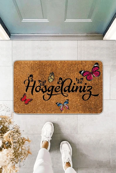 Bej Hoşgeldiniz Welcome Kapı Önü Paspası KP25 ürün görseli 1