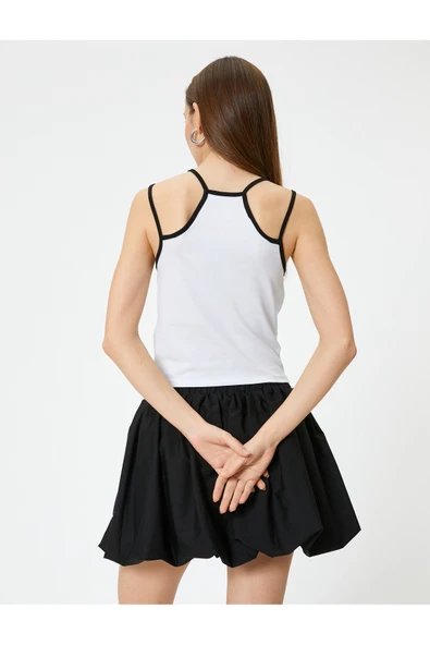Crop Halter Yaka Üst Askılı Renk Kontrastlı - Resim 4