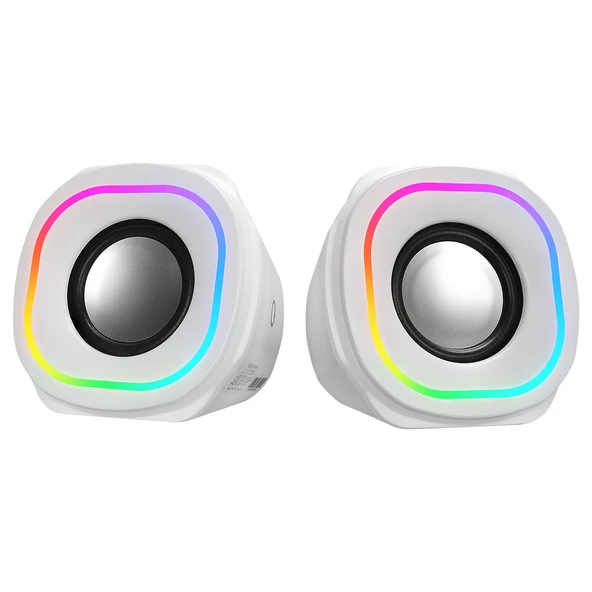 Mikado Md-180 2.0 3W-2 Beyaz Rgb Aydınlatmalı Usb + 3.5Mm Usb 5V Speaker Hoparlör ürün görseli 1