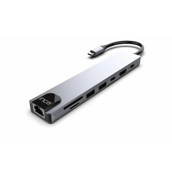 Inca Itpc-7T Type-C Giriş 2Xtype-C Çoklayıcı Rj-45 Hdmı 4K@30 Usb 3.0 Çoklayıcı Micro Sd Kart Okuyucu ürün görseli 1