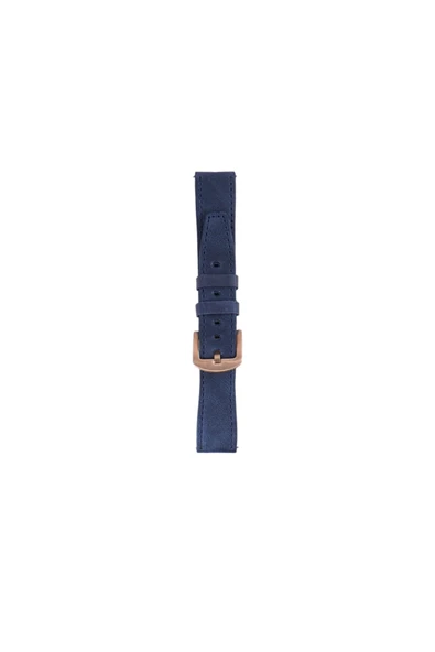 FRO 20mm Kordon Genişliği Olan Saatlerle Uyumlu 20 Mm Hakiki Deri Spor Lacivert Kordon Gold Toka ürün görseli 1