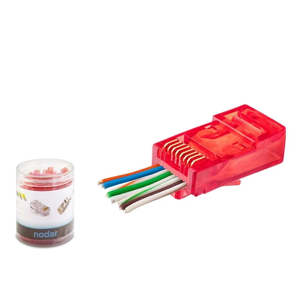 Nodar Nd2403 Cat6 Ez Rj45 Konnektör   Plastik Kutu - Kırmızı (100 Lü Paket) ürün görseli 1