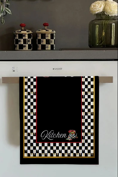 Siyah Dama Desen Fırın Mutfak Havlusu 30x50cm ürün görseli 1