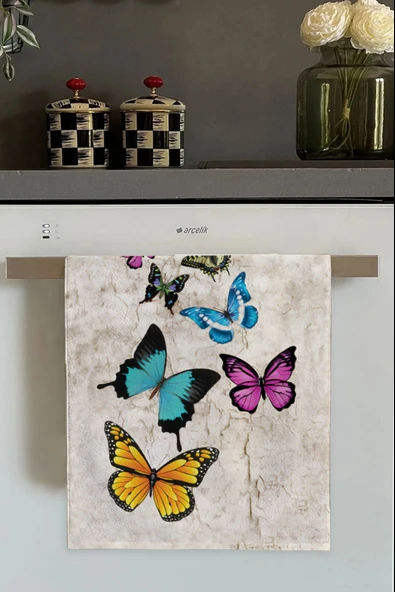 Renkli Kelebek Desenlili Fırın Mutfak Havlusu 30x50cm ürün görseli 1