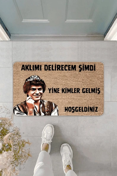 Bej Komik Aklımı Delirecem Şimdi Kapı Önü Paspası KP41 ürün görseli 1
