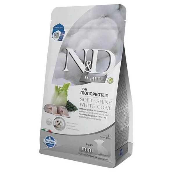 N&D White Balıklı Spirulinalı Küçük Irk Yavru Köpek Maması 1,5 Kg ürün görseli 1