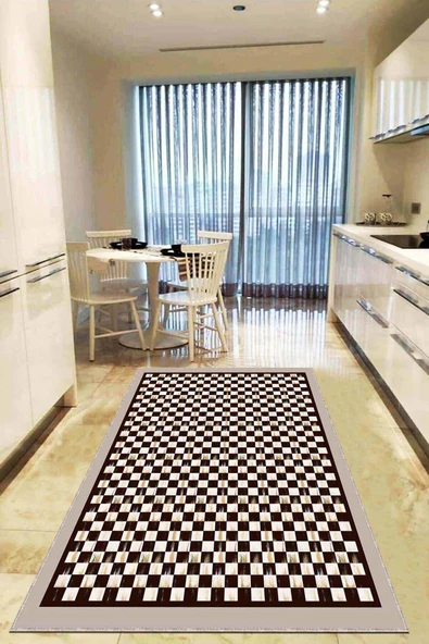 Bej Kaymaz Tabanlı Yıkanabilir Mackenzie Mutfak Halısı AR821 ürün görseli 1