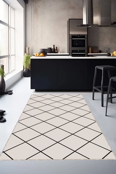 Vizon Kaymaz Tabanlı Modern Mutfak Halısı AR1468 ürün görseli 1