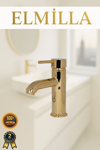 elmilla Gold Sabit Lavabo Musluğu Batarya 2 Yıl Garantili ürün görseli 1
